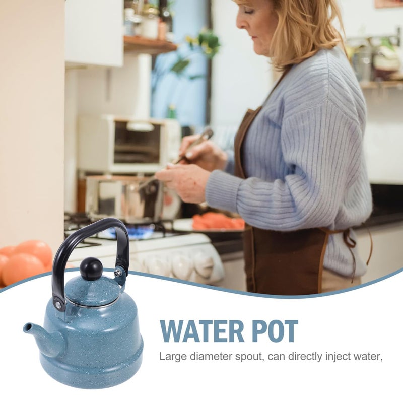 DOITOOL Enamel Tea Kettle Vintage Enamel Teapot 1.1 L Porcelain Tea Kettle Camping Coffee Kettle Stovetop Kettle Hot Water Boiler Pot for Hot Water, Tea Accessories - Image 5