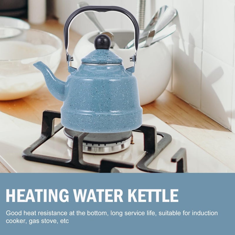 DOITOOL Enamel Tea Kettle Vintage Enamel Teapot 1.1 L Porcelain Tea Kettle Camping Coffee Kettle Stovetop Kettle Hot Water Boiler Pot for Hot Water, Tea Accessories - Image 3