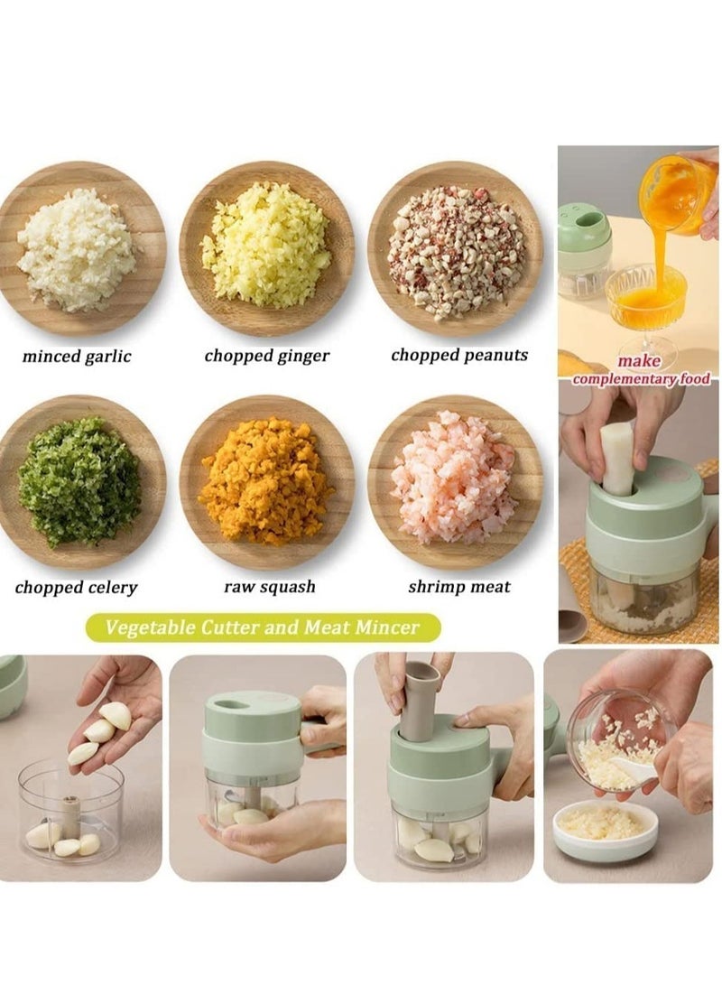 ELTRAZONE 4 in 1 Handheld Electric Vegetable Cutter Set Kitchen Tool Garlic Chilli Pepper Onion Celery Ginger Meat With Brush - Image 3