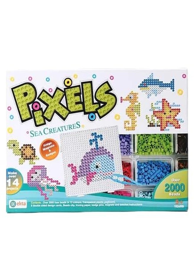 Toy Vibes Plastic Pixels Sea Creature Fridge Magnets Badges Making Kit, Edu-cational Toy, Classic Board Games for Kids Boys and Girls (Multi Color) - Image 1