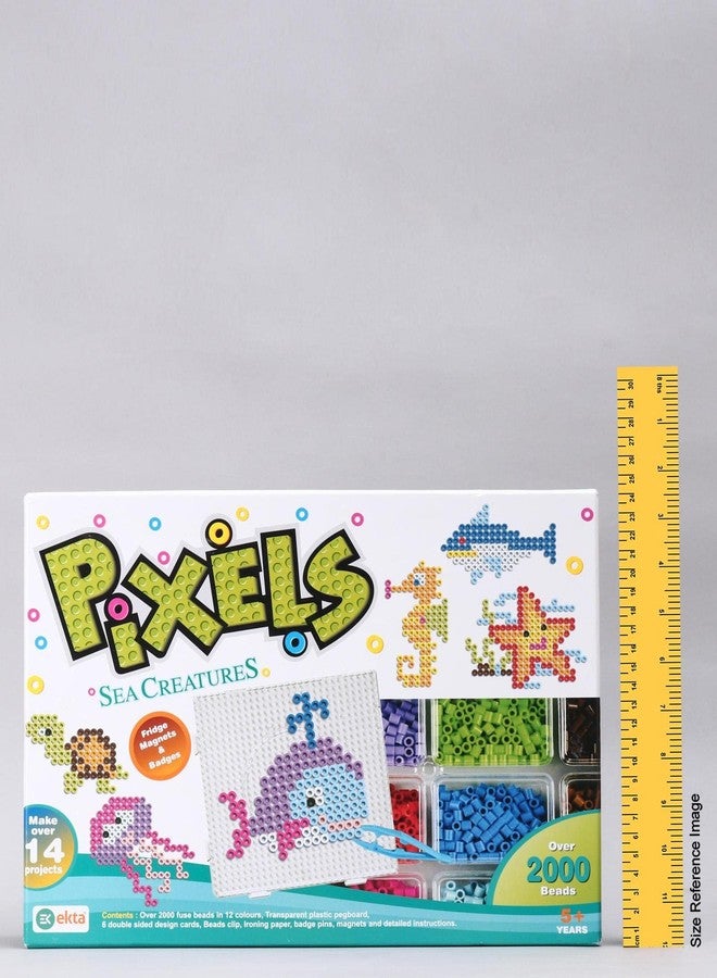 Toy Vibes Plastic Pixels Sea Creature Fridge Magnets Badges Making Kit, Edu-cational Toy, Classic Board Games for Kids Boys and Girls (Multi Color) - Image 3