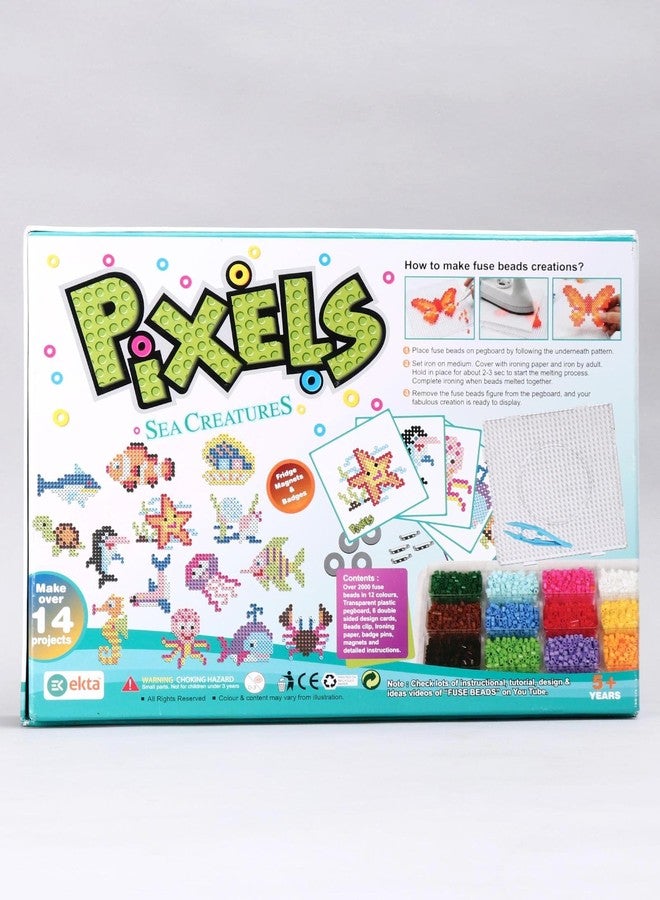 Toy Vibes Plastic Pixels Sea Creature Fridge Magnets Badges Making Kit, Edu-cational Toy, Classic Board Games for Kids Boys and Girls (Multi Color) - Image 5