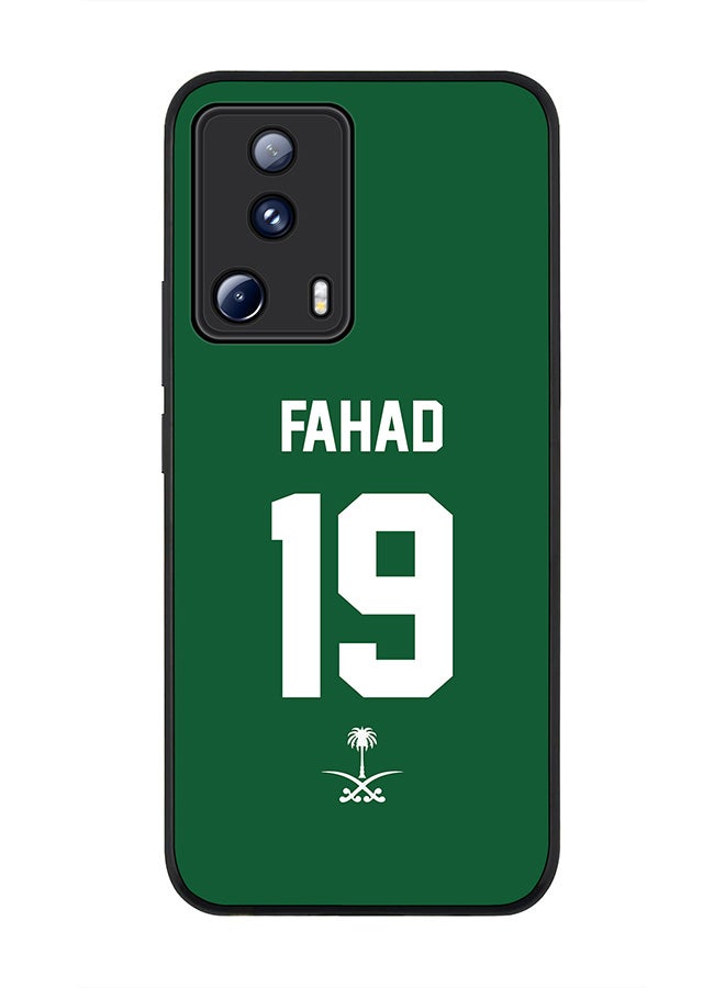 Stylizedd Rugged Black edge case for Xiaomi 13 Lite 5G / Xiaomi Civi 2 5G, Slim fit Soft Case Flexible Rubber Edges Anti Drop TPU Gel Thin Cover -  Football Team - Saudi Arabia, Player Name - Fahad - Image 1