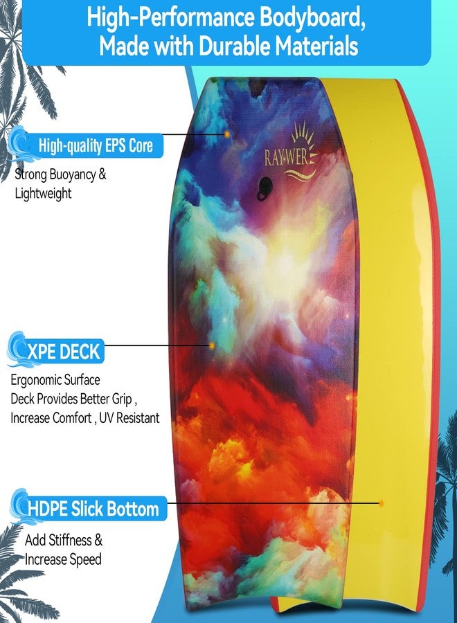RAYWER Body Board Lightweight with EPS Core, HDPE Slick Bottom , Leash & Adjustable Wrist Rope, Great Surfing for Kids and Adults (Sky, 33-INCH) - Image 2