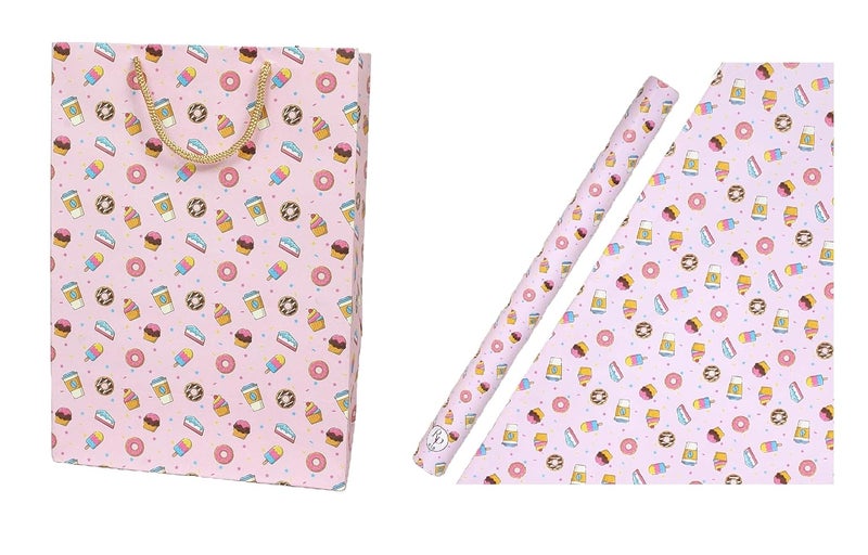 Skywalk Gift Bags Gift Wrapping Paper Sheet Combo 5 Colorful Gift Paper Bag & 5 Gift Wrapping Sheet Party Return Favor Gift Essential Goodie Bag Birthday Anniversary BG-13-GP-110 - Image 1
