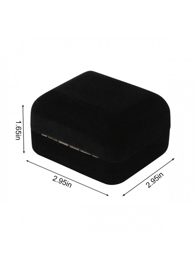 Omeet Velvet Metal Glossy with LED Pendant Box Necklace Box Couple Bracelet Box Jewelry Gift Box Case for Valentine's Day Anniversary Wedding Engagment Christmas - Black - Image 1