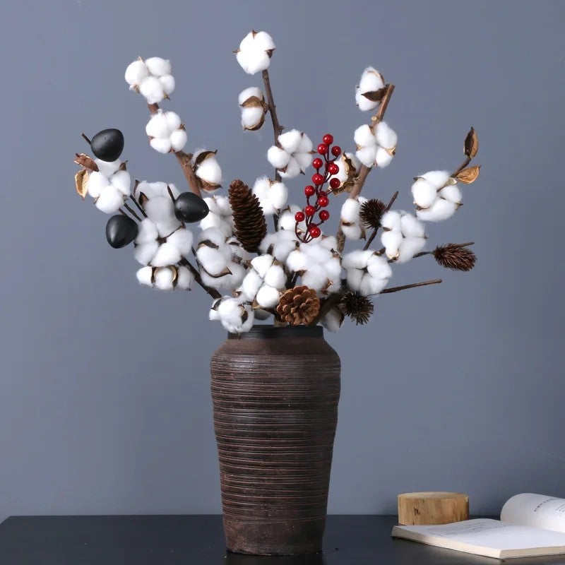 Bluejw Naturally Dried Cotton Flowers – Real Dried Plants for DIY Wedding Bouquets, Home Decor, Rustic Floral Arrangements & Party Centerpieces - Image 2