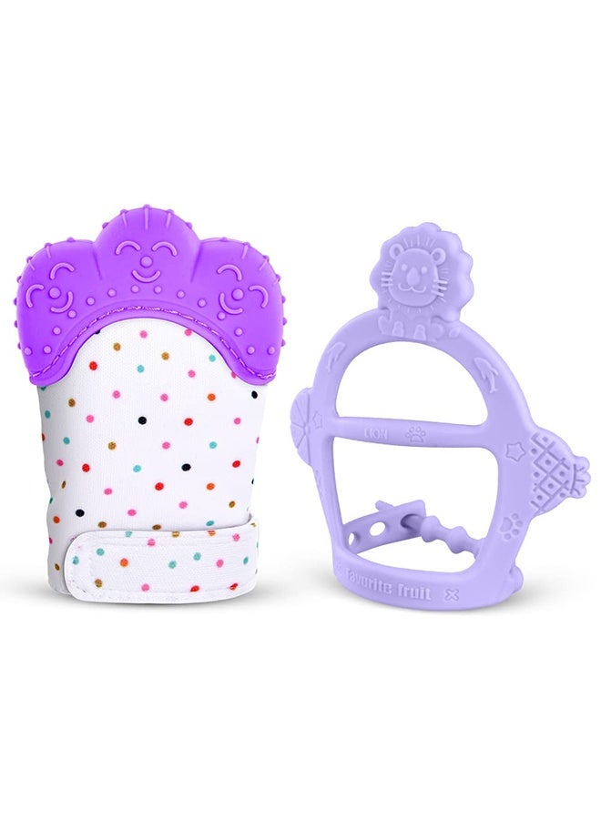 سيليكون طفل Teether مصعد قفاز مع حزام قابل للتعديل، طفل مضغ لعبة والسيليكون القفاز Teether، الذاتي مهدئة طفل مضغ لعب للأطفال الرضع - أرجواني - Image 2