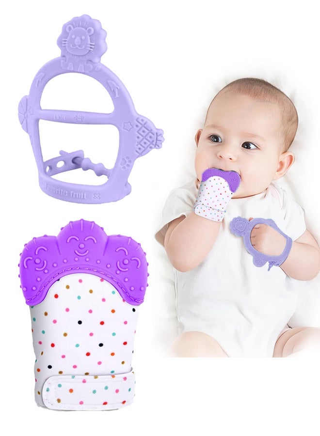 سيليكون طفل Teether مصعد قفاز مع حزام قابل للتعديل، طفل مضغ لعبة والسيليكون القفاز Teether، الذاتي مهدئة طفل مضغ لعب للأطفال الرضع - أرجواني - Image 1