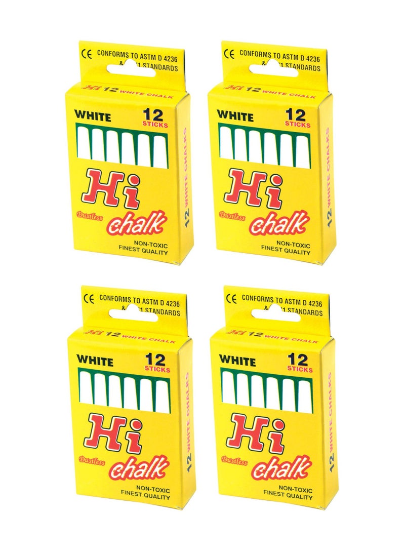 HI - White Dustless Chalk Non Toxic Finest Quality 48 Chalks - Image 1