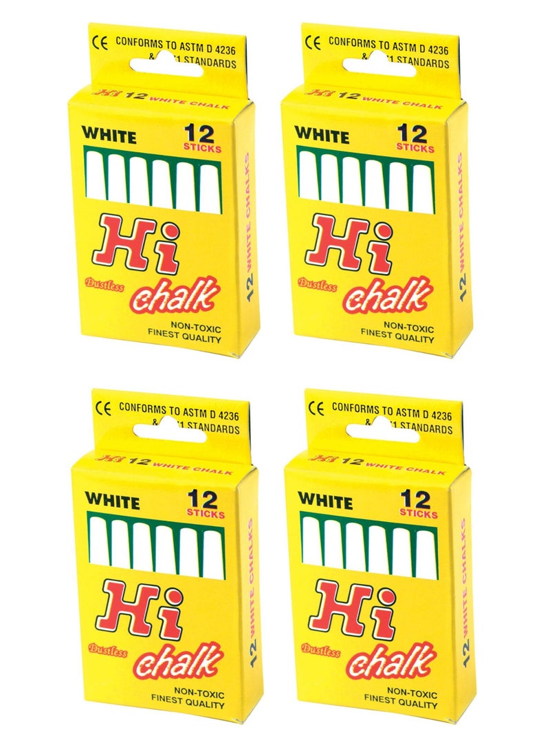 HI - White Dustless Chalk Non Toxic Finest Quality 48 Chalks - Image 1