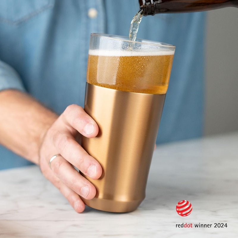Elevated Craft Hybrid Vacuum Insulated Stainless Steel Base with Removable Pint Glass Insert, Ideal Insulation for Beers & Cold Beverages with Built-in Bottle Opener, Durable & Stylish, Copper (16 oz) - Image 3