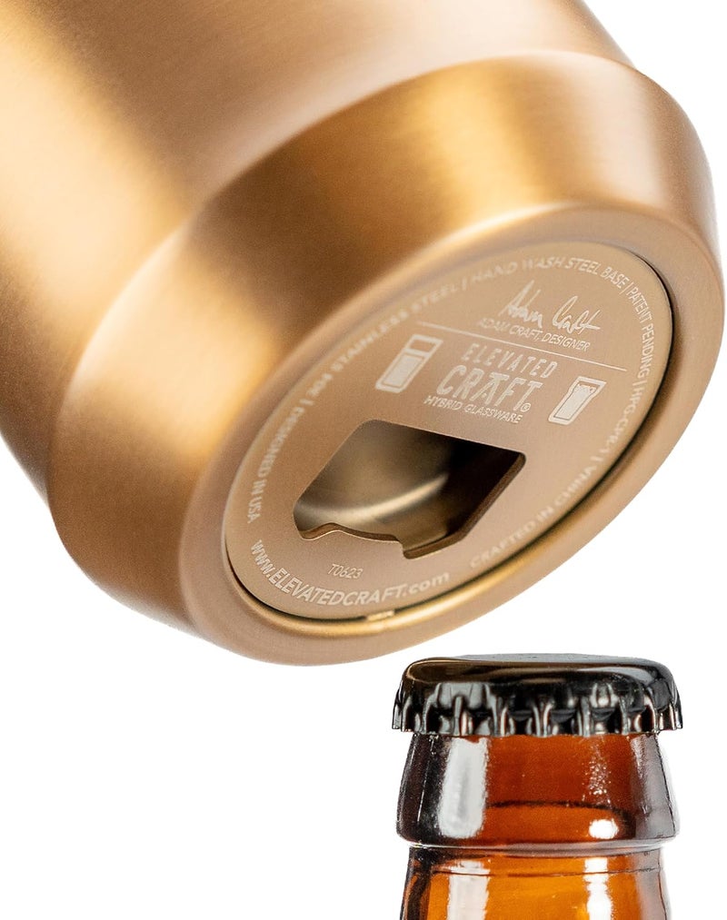 Elevated Craft Hybrid Vacuum Insulated Stainless Steel Base with Removable Pint Glass Insert, Ideal Insulation for Beers & Cold Beverages with Built-in Bottle Opener, Durable & Stylish, Copper (16 oz) - Image 2