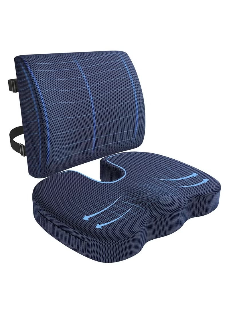 FORTEM Foam Cushion Seat, Cushion & Lumbar Support Pillow with Adjustable Straps for Lower Back, Tailbone, Sciatica, Hip Pain Relief, Apply to Office Chair, Car, Wheelchair  - Image 2