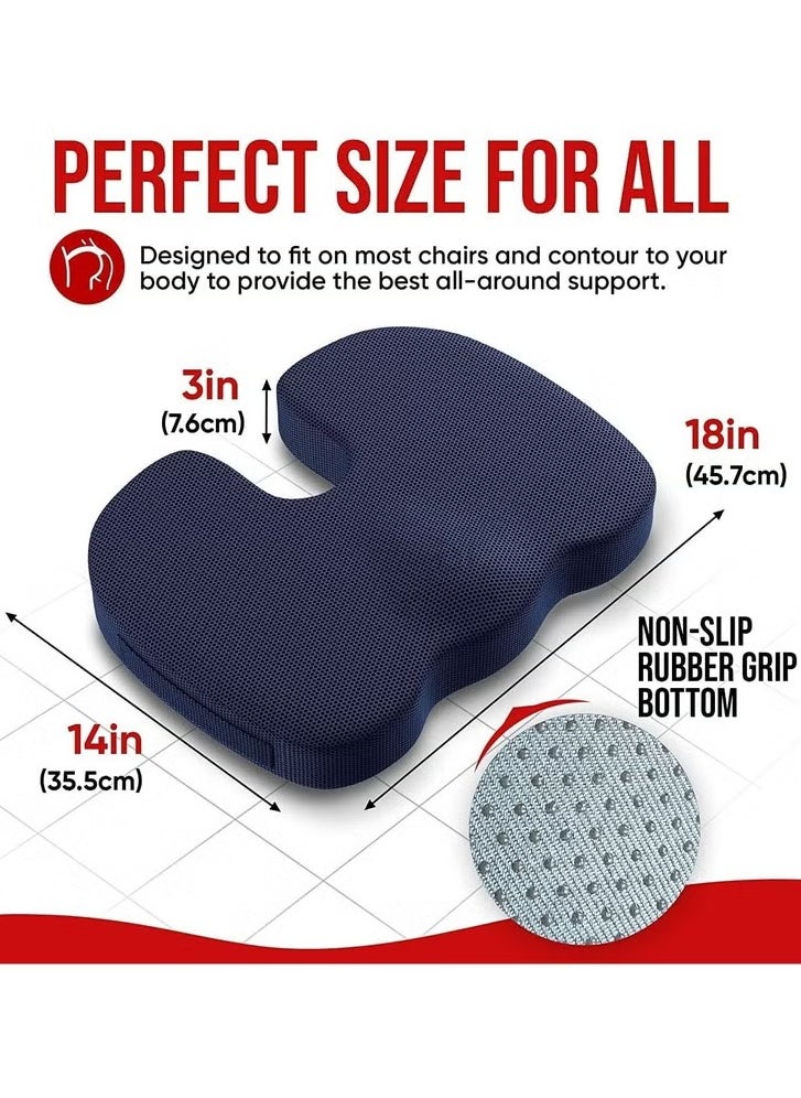 FORTEM Foam Cushion Seat, Cushion & Lumbar Support Pillow with Adjustable Straps for Lower Back, Tailbone, Sciatica, Hip Pain Relief, Apply to Office Chair, Car, Wheelchair  - Image 3
