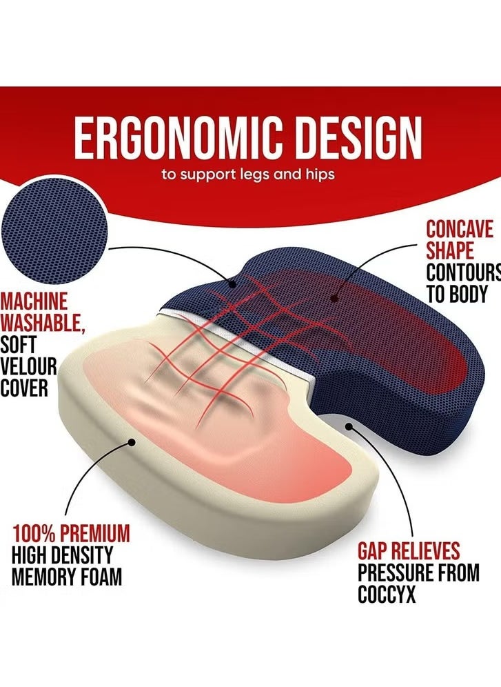 FORTEM Foam Cushion Seat, Cushion & Lumbar Support Pillow with Adjustable Straps for Lower Back, Tailbone, Sciatica, Hip Pain Relief, Apply to Office Chair, Car, Wheelchair  - Image 5