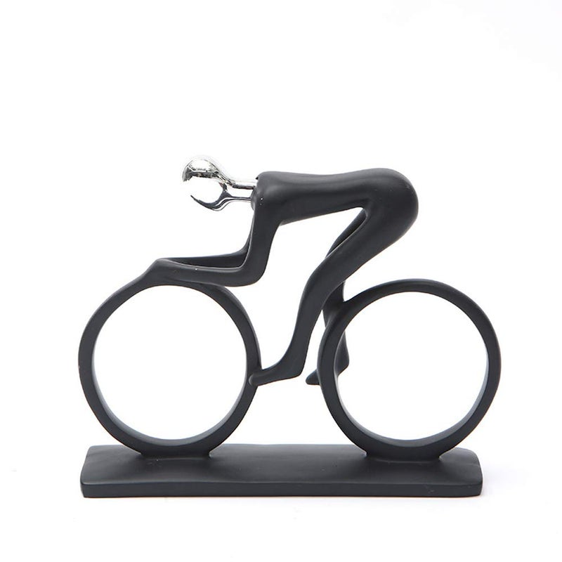Hosoncovy Resin Cyclist Ornament Riding Man Sculpture Cyclist Sculpture Bicycle Statue Cyclist Figurine Home Decoration Ornament Sculpture for Home Living Room Bedroom Office Silver