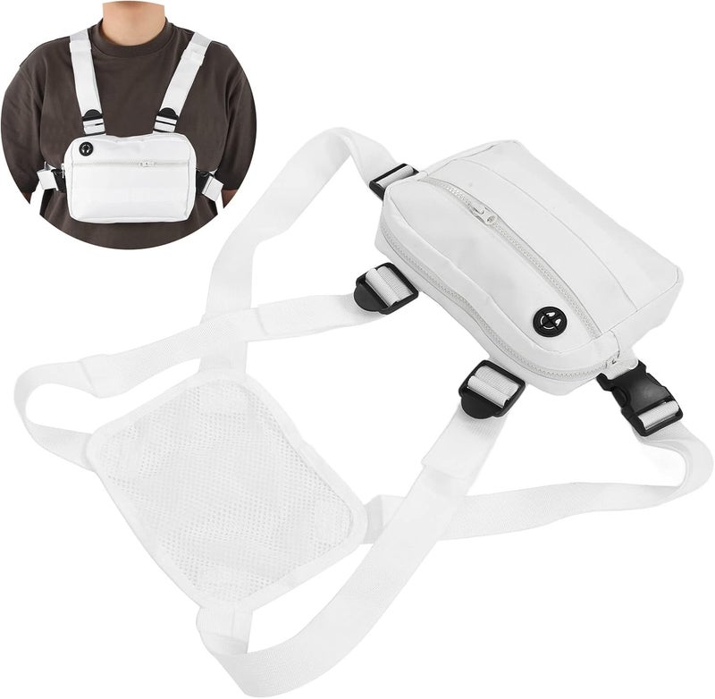 cheekyglo Oxford Cloth Sports Chest Bag, Outdoor Waterproof Sports Training Pack with Adjustable Shoulder Strap for Fitness Running White - Image 2