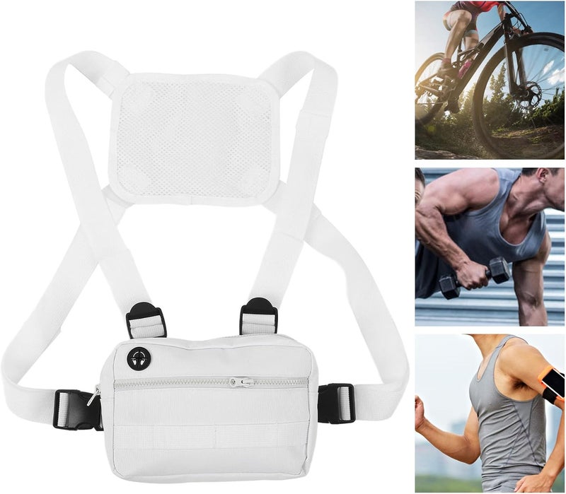 cheekyglo Oxford Cloth Sports Chest Bag, Outdoor Waterproof Sports Training Pack with Adjustable Shoulder Strap for Fitness Running White - Image 5