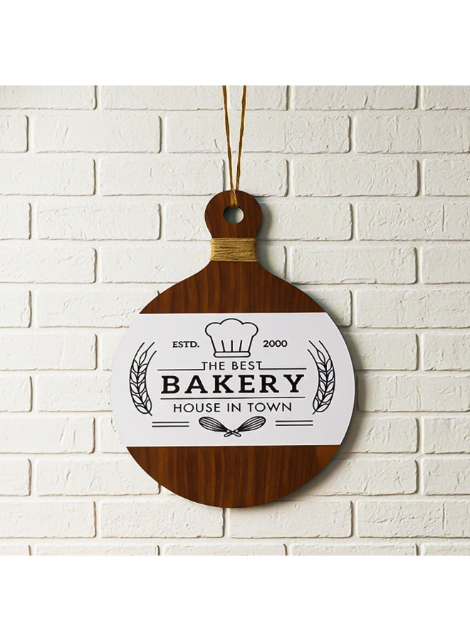 A unique wooden kitchen wall decoration featuring the word "Bakery," this decorative piece measures 21*32 cm in brown and white, crafted from 8 mm thick Spanish MDF wood to add beauty and elegance to your kitchen. - Image 2