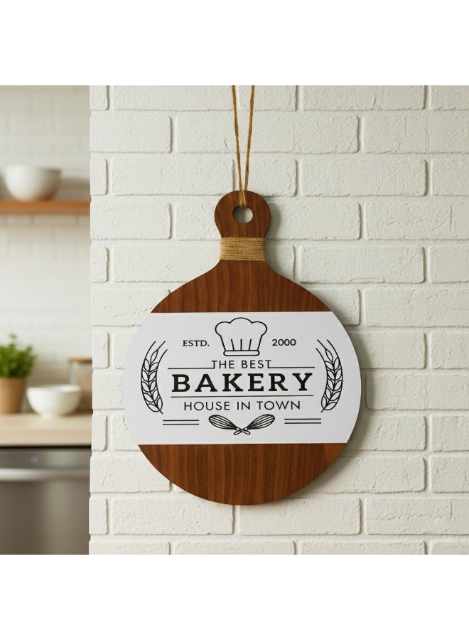 A unique wooden kitchen wall decoration featuring the word "Bakery," this decorative piece measures 21*32 cm in brown and white, crafted from 8 mm thick Spanish MDF wood to add beauty and elegance to your kitchen. - Image 4