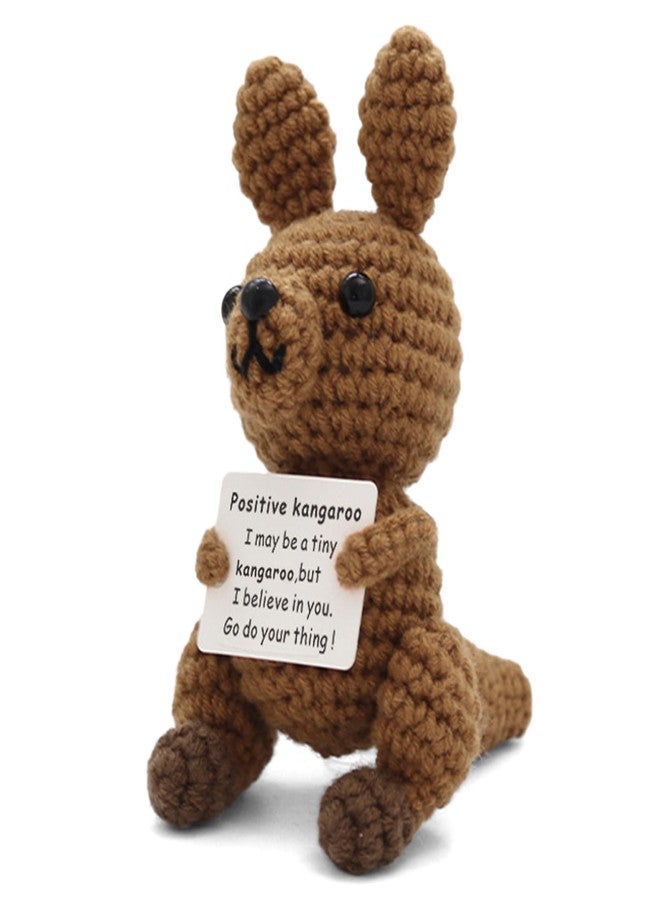 Yonuni Handmade Positive Crochet Kangaroo Gifts with Inspirational Card - Emotional Support Crochet Animals Birthday Anniversaries Christmas Office Gifts for Women Men Friend Coworker - Image 1