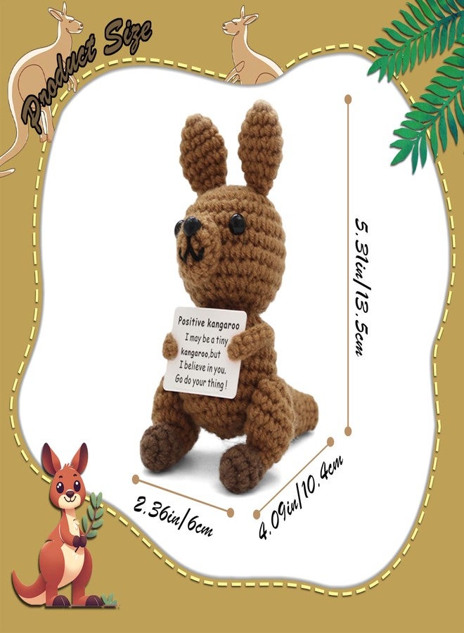 Yonuni Handmade Positive Crochet Kangaroo Gifts with Inspirational Card - Emotional Support Crochet Animals Birthday Anniversaries Christmas Office Gifts for Women Men Friend Coworker - Image 2