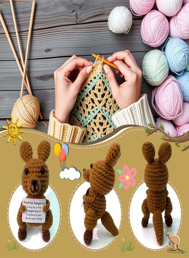 Yonuni Handmade Positive Crochet Kangaroo Gifts with Inspirational Card - Emotional Support Crochet Animals Birthday Anniversaries Christmas Office Gifts for Women Men Friend Coworker - Image 5