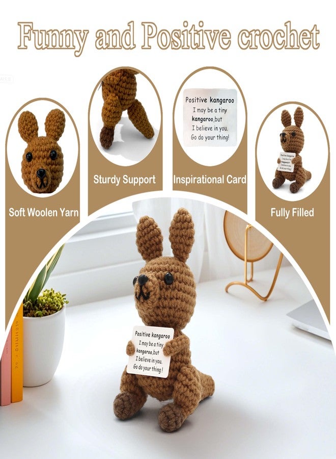Yonuni Handmade Positive Crochet Kangaroo Gifts with Inspirational Card - Emotional Support Crochet Animals Birthday Anniversaries Christmas Office Gifts for Women Men Friend Coworker - Image 3