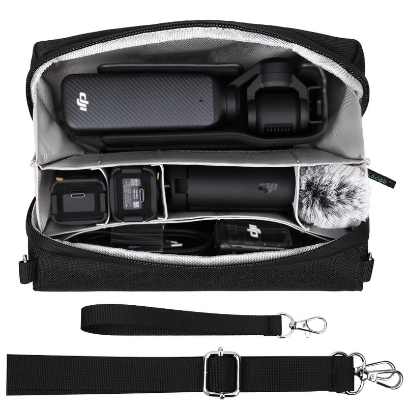 Lacdo Carrying Case for DJI Osmo Pocket 4 3 Carrying Bag for DJI Osmo Pocket 4 3 Creator Combo Accessories Osmo Pocket 4 3 Portable Travel Storage Bag All in One Carry Bag with Shoulder Strap Gray - Image 2