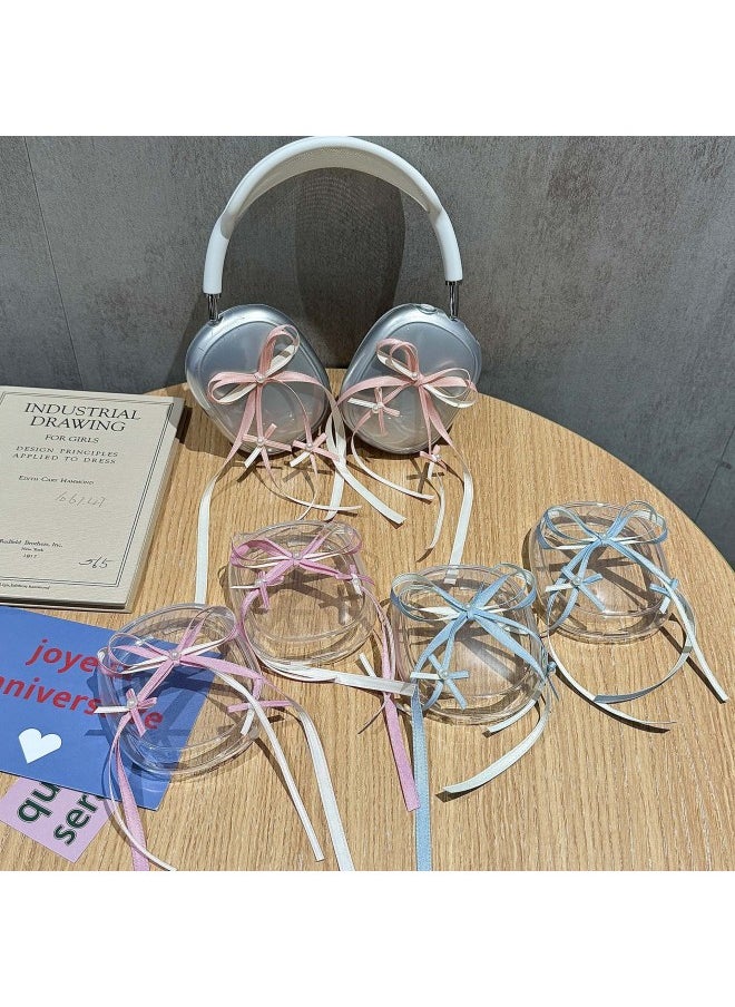 Generic - Hanfeng Ribbon Bow For Airpods Max2 Protective Cover For Apple Headwear Ear Cap Earmuffs Earphone Case-Color:Transparent Shell + Three-dimensional Rose Red Bow-Applicable Models:Universal For Airpods Max/airpods Max2 - Image 1