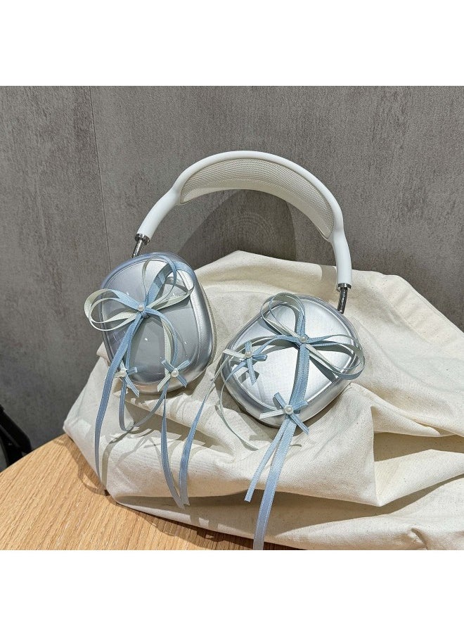 Generic - Hanfeng Ribbon Bow For Airpods Max2 Protective Cover For Apple Headwear Ear Cap Earmuffs Earphone Case-Color:Transparent Shell + Three-dimensional Rose Red Bow-Applicable Models:Universal For Airpods Max/airpods Max2 - Image 1
