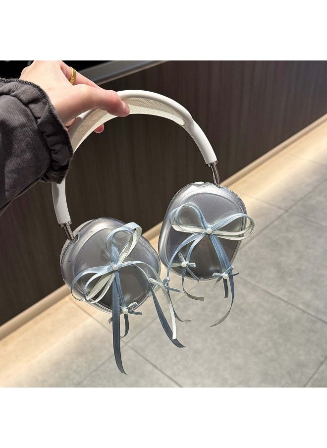 Generic - Hanfeng Ribbon Bow For Airpods Max2 Protective Cover For Apple Headwear Ear Cap Earmuffs Earphone Case-Color:Transparent Shell + Three-dimensional Rose Red Bow-Applicable Models:Universal For Airpods Max/airpods Max2 - Image 1