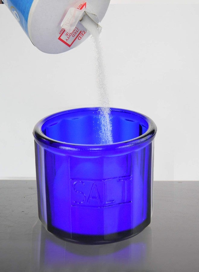 هوم-إكس وعاء ملح زجاجي أزرق بغطاء من هوم-إكس، بتصميم كلاسيكي، قطعة ديكور مطبخ عتيقة، هدية زفاف - ارتفاع 3.5 بوصة × عمق 4 بوصة - Image 5