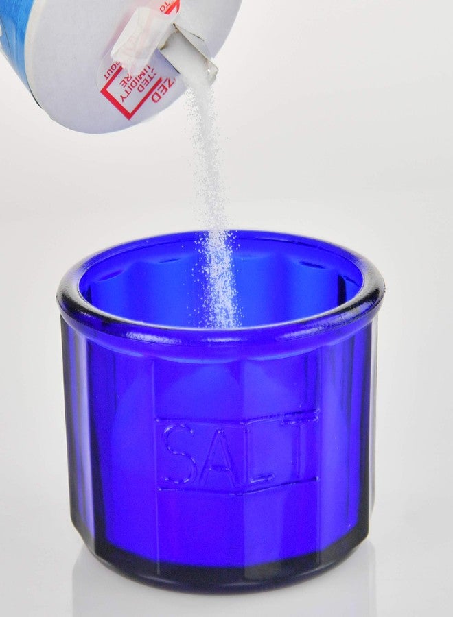 هوم-إكس وعاء ملح زجاجي أزرق بغطاء من هوم-إكس، بتصميم كلاسيكي، قطعة ديكور مطبخ عتيقة، هدية زفاف - ارتفاع 3.5 بوصة × عمق 4 بوصة - Image 2