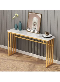 LEDIN Console Table Modern Minimalist Console Table, Steel Frame Sofa Table with Storage Shelf Metal Golden Legs Narrow Entryway Hallway Table(100x30x80cm)  - Image 1