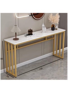LEDIN Console Table Modern Minimalist Console Table, Steel Frame Sofa Table with Storage Shelf Metal Golden Legs Narrow Entryway Hallway Table(100x30x80cm)  - Image 2