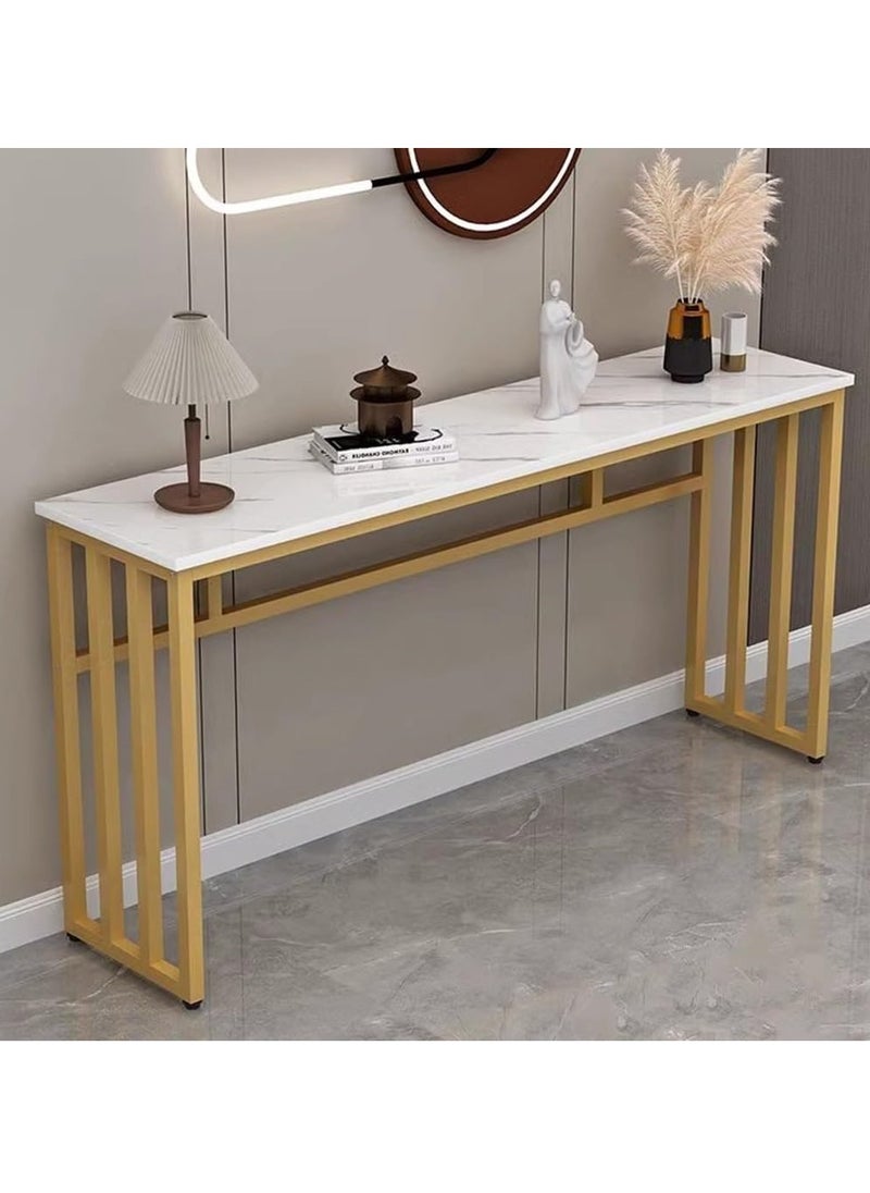 LEDIN Console Table Modern Minimalist Console Table, Steel Frame Sofa Table with Storage Shelf Metal Golden Legs Narrow Entryway Hallway Table(100x30x80cm)  - Image 3