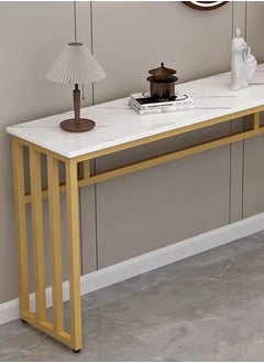 LEDIN Console Table Modern Minimalist Console Table, Steel Frame Sofa Table with Storage Shelf Metal Golden Legs Narrow Entryway Hallway Table(100x30x80cm)  - Image 4