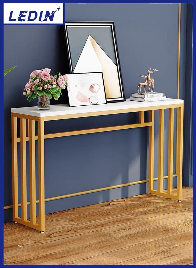 LEDIN Console Table Modern Minimalist Console Table, Steel Frame Sofa Table with Storage Shelf Metal Golden Legs Narrow Entryway Hallway Table(100x30x80cm) - Image 1