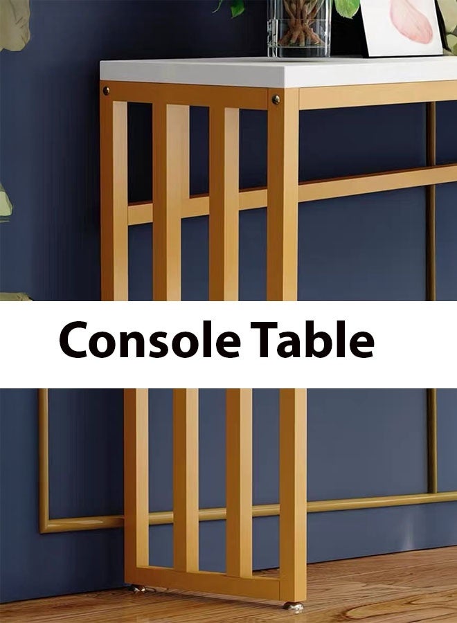 LEDIN Console Table Modern Minimalist Console Table, Steel Frame Sofa Table with Storage Shelf Metal Golden Legs Narrow Entryway Hallway Table(100x30x80cm) - Image 5