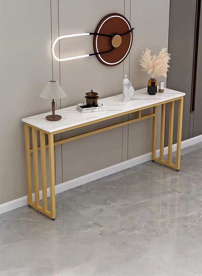 LEDIN Console Table Modern Minimalist Console Table, Steel Frame Sofa Table with Storage Shelf Metal Golden Legs Narrow Entryway Hallway Table(100x30x80cm) - Image 3