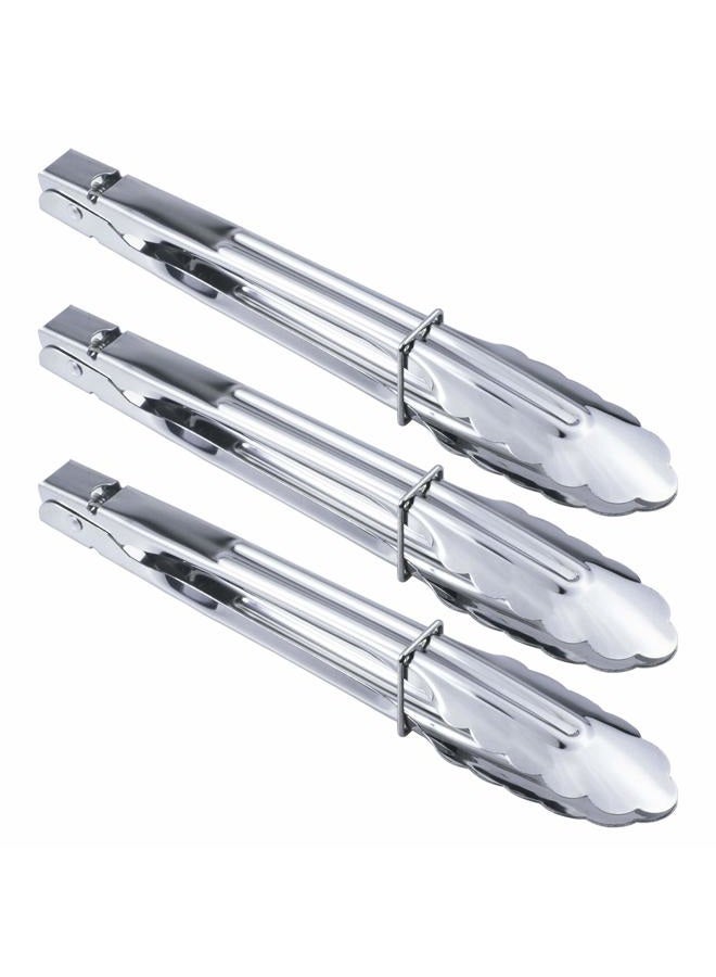 Hinmay Stainless Steel Serving Tongs Metal Cooking Tongs (9-Inch 3 Pieces) - Image 1