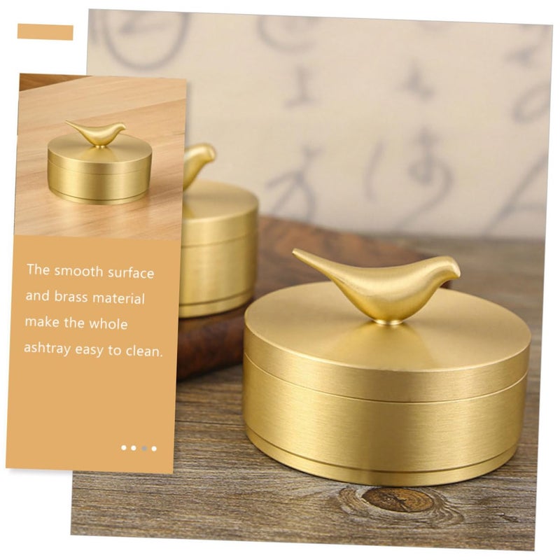 Smooth Brass Car Ashtray With Bird Pattern Home Decor Cigarette Butt Container - Image 5