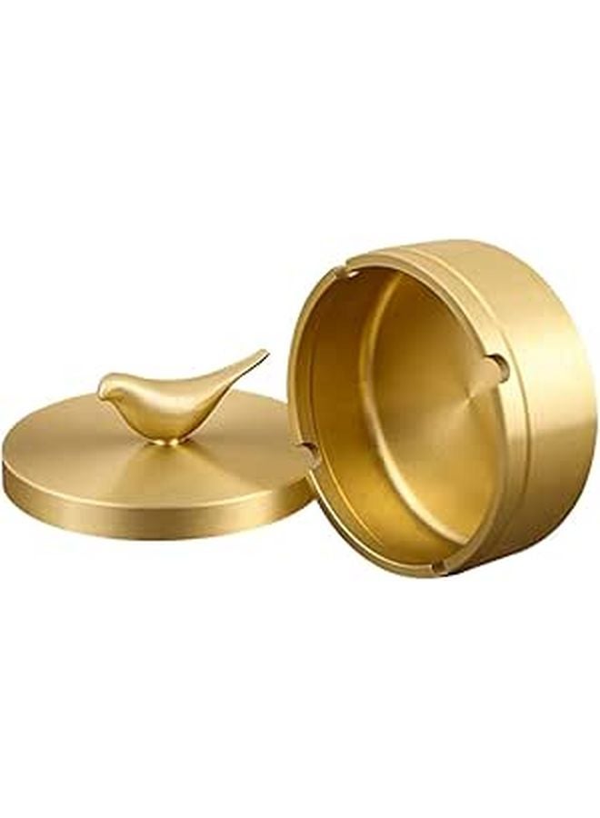 Smooth Brass Car Ashtray With Bird Pattern Home Decor Cigarette Butt Container - Image 1
