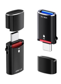 USB-C Adapter, 2 Pack, Male to USB 3.0 Female, Type C to Micro SD Memory Card Reader, for iPhone 15 Series, iPad Air/Pro, MacBook, Not for TF Card and USB Simultaneous Use, Black