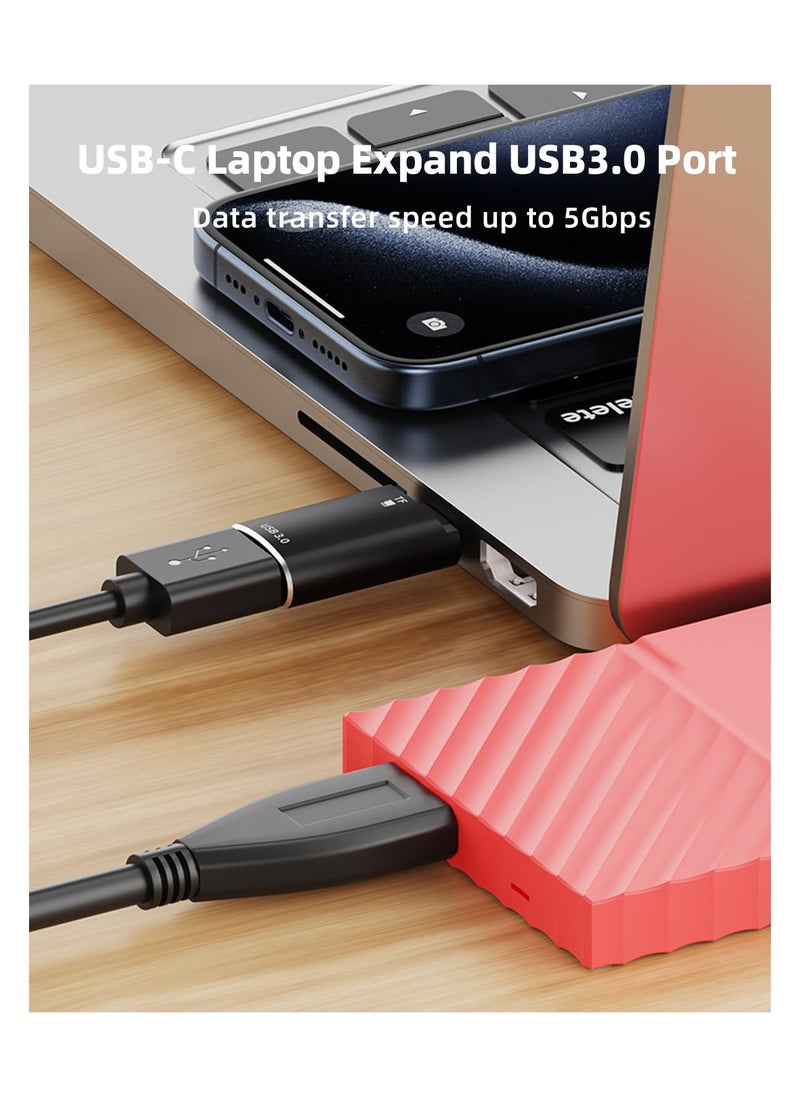Generic - USB-C Adapter, 2 Pack, Male to USB 3.0 Female, Type C to Micro SD Memory Card Reader, for iPhone 15 Series, iPad Air/Pro, MacBook, Not for TF Card and USB Simultaneous Use, Black - Image 1