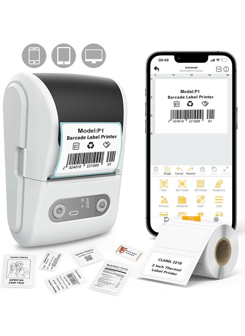 BORTONY Label Makers Barcode Label Printer Portable Thermal Printer for Small Business Address Barcode Logo Clothing Mailing Sticker Bluetooth Printer for Phones & PC  - Image 1