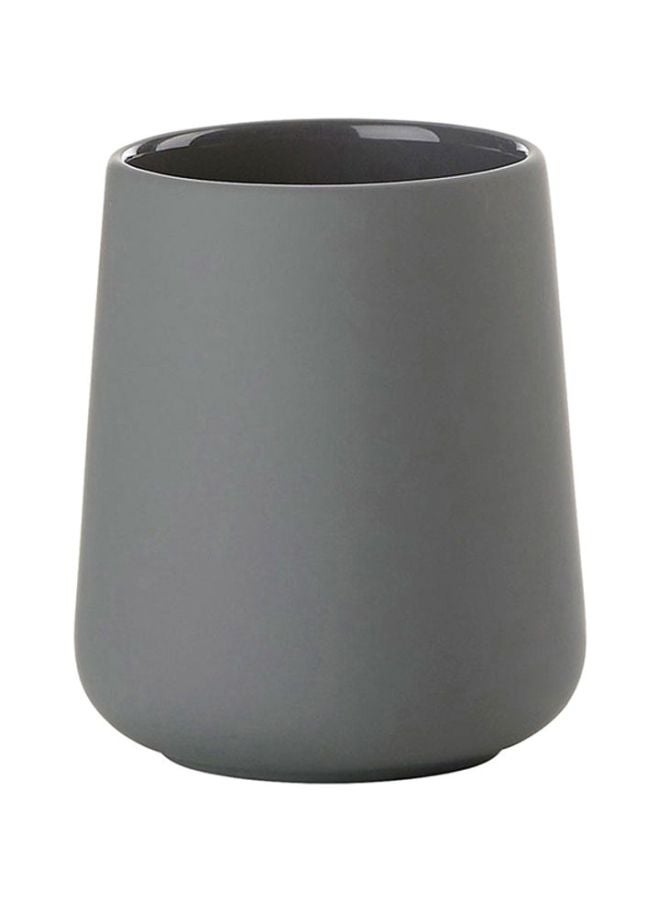 NIBEMINENT Round Shape Toothbrush Holder Grey/Black 15 x 10cm 
