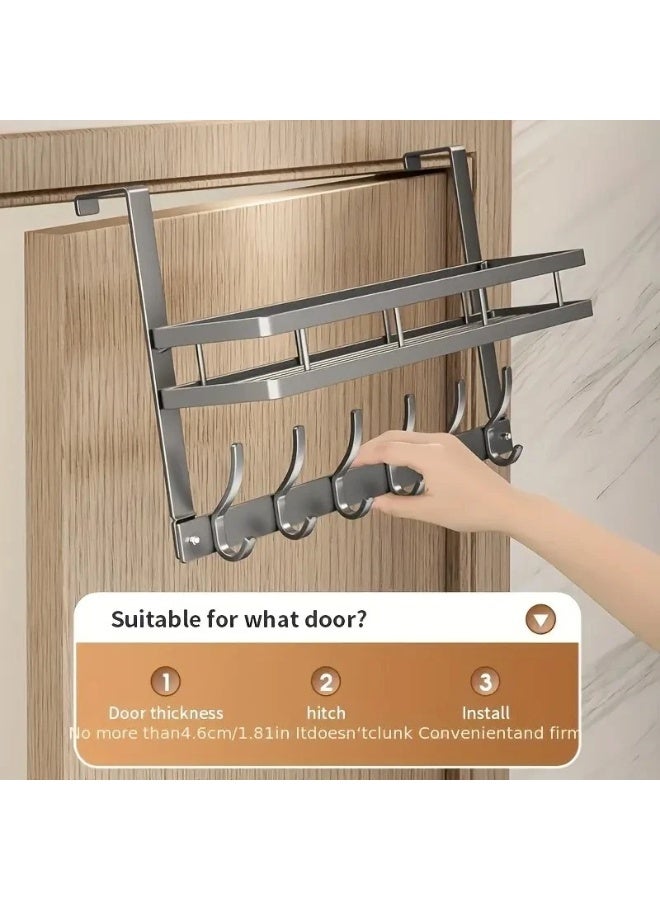 DubaiGallery Over the Door Storage Rack with 6 Hooks and Shelf – Durable Aluminum Organizer for Clothes, Keys, and Handbags - Image 5